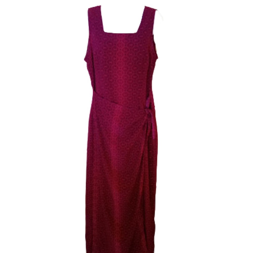 Dark Red Printed Sleeveless Dress Size 11